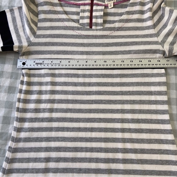 Hatley 100% cotton shift dress tunique striped grey white pink 3/4 sleeves - Picture 10 of 16